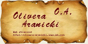 Olivera Aranicki vizit kartica